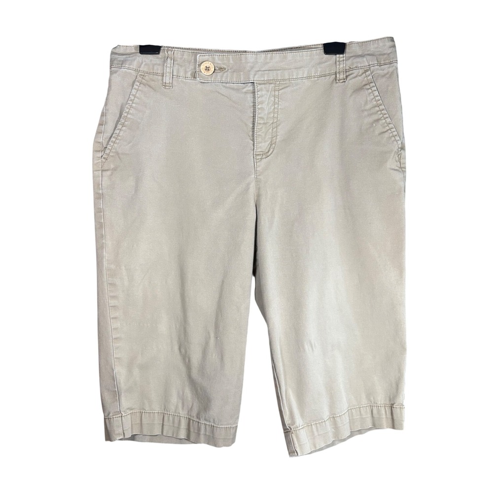 Style Co Khaki Bermuda Shorts Women Size 10 Cotton Blend Knee Length Casual